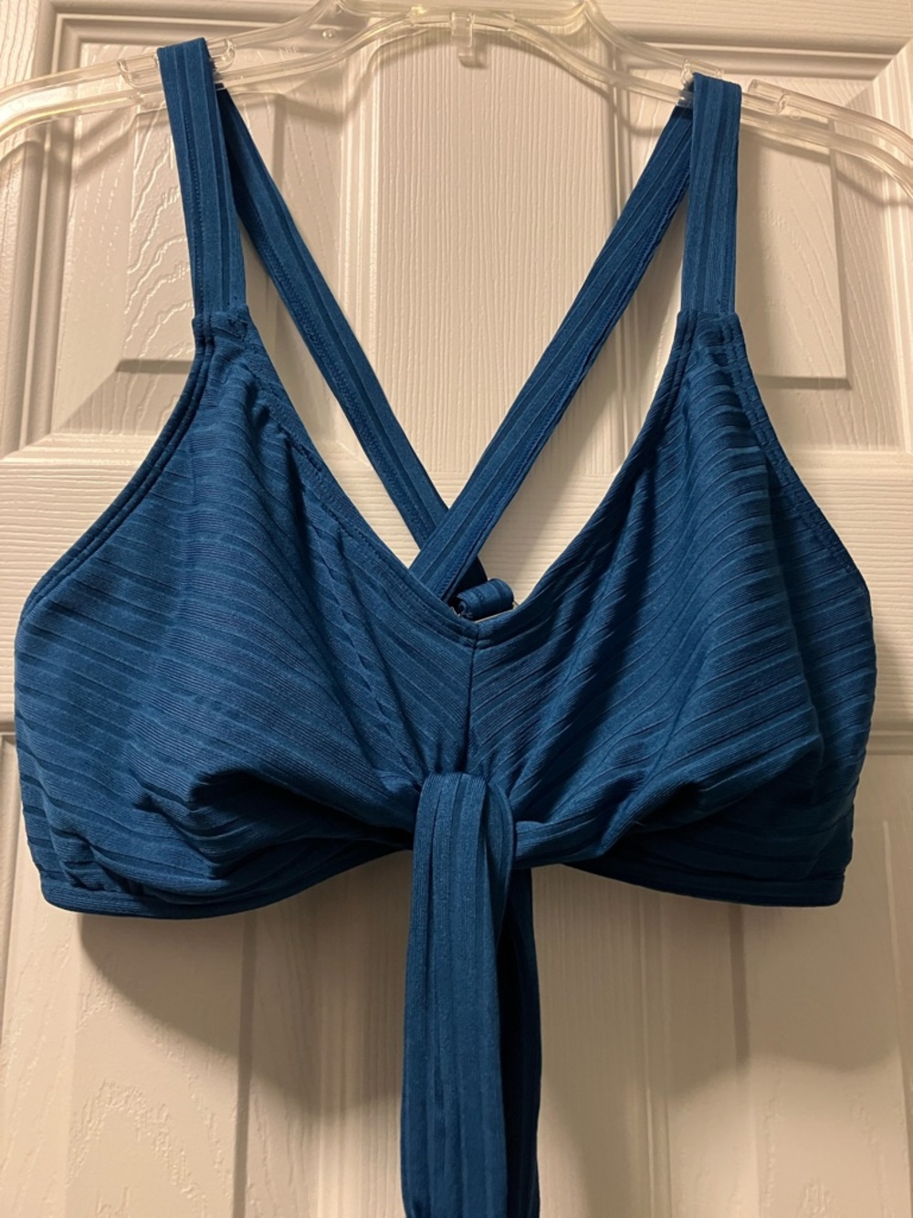 Blue Tie-Front Bikini Top - Women I